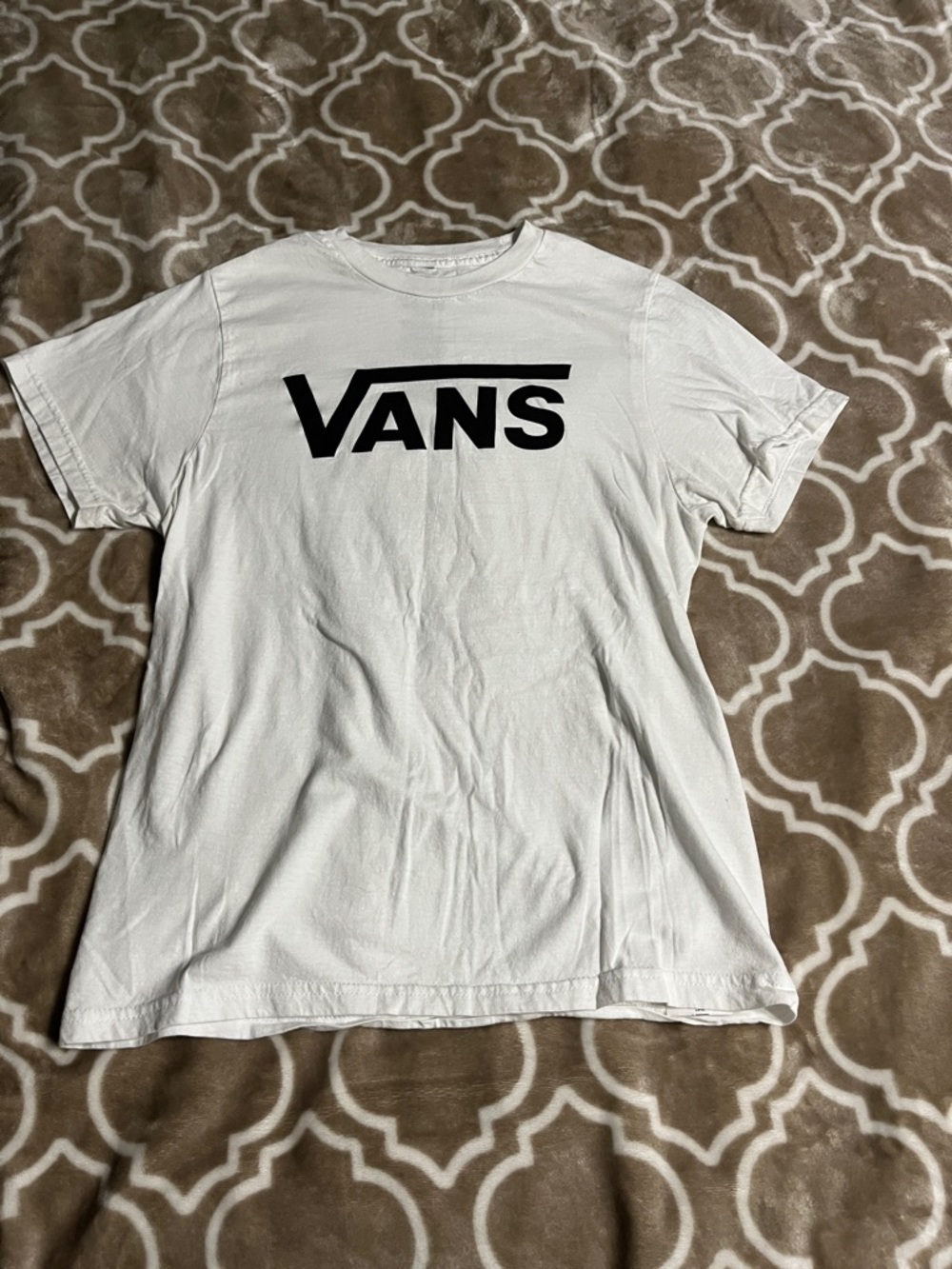 Vans White Short-Sleeve Logo Tee with Black Print